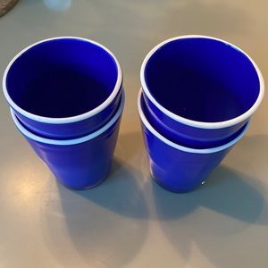 Anthropologie blue cups with white rim